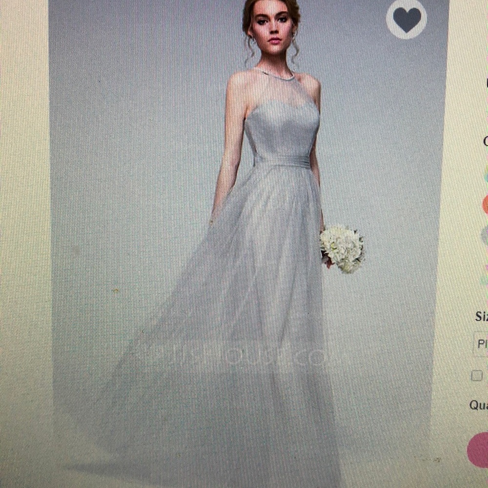 Silver A-line scoop neck chiffon bridesmaid dress